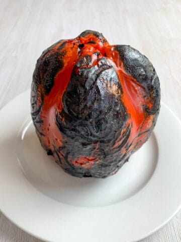 Burnt red capsicum on a plate