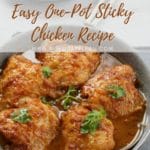 Easy One-Pot Sticky Chicken Recipe Pinterest image