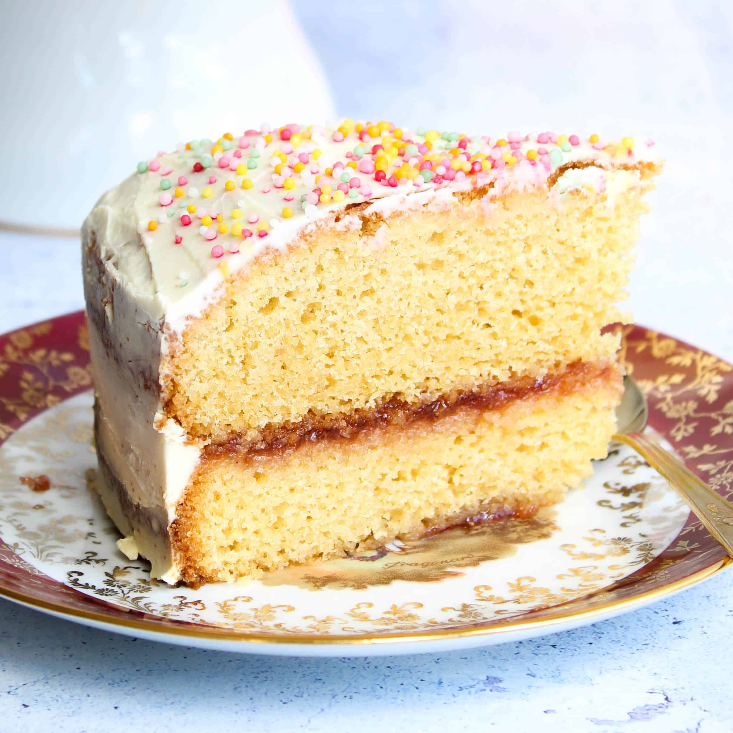 a slice of gluten-free sponge cake