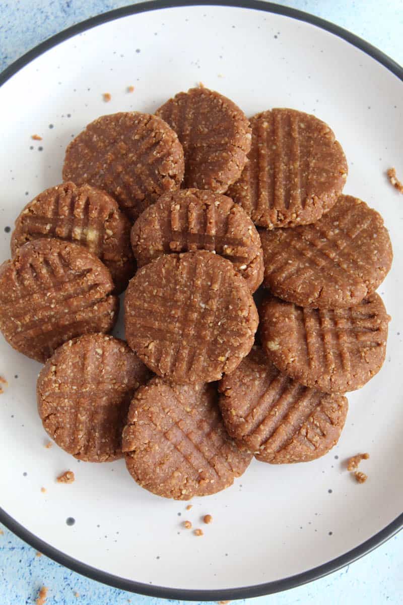 little round chocolate cookies on a plate