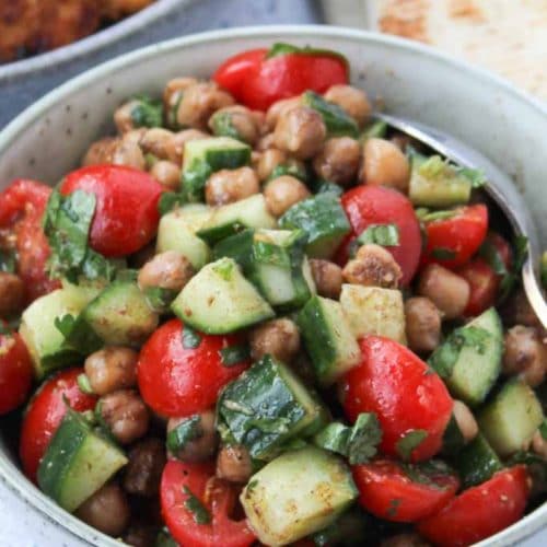 Middle Eastern Chickpea salad in a bowl