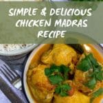 chicken madras with fresh coriander and basmati rice Pinterest image