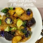 plate with baked potatoes and chicken Pinterest image