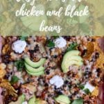 chicken and black beans nachos Pinterest image