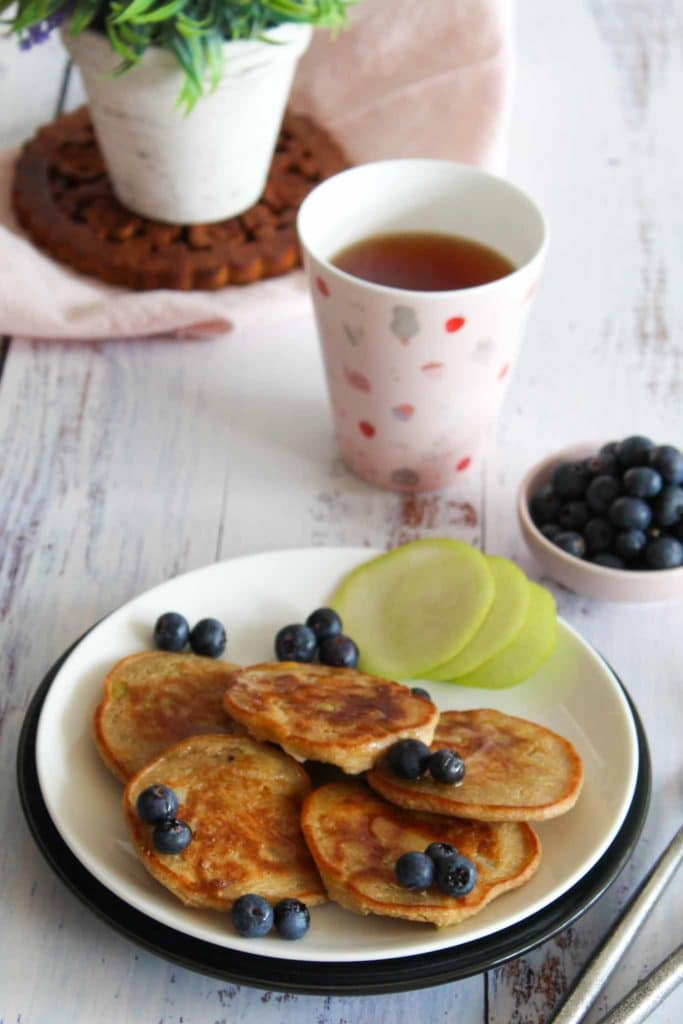 gluten-free oats pancakes with pear on a plate