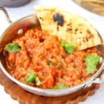 baingang bharta, smoked eggplant served with flat bread