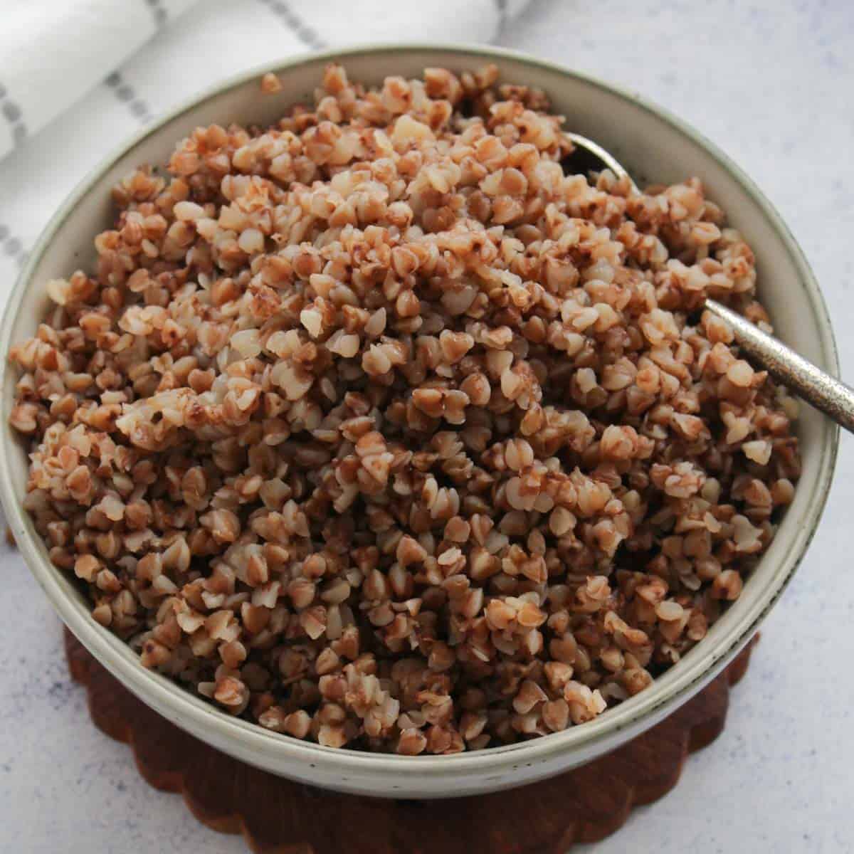 cooked buckwheat groats in a bowl