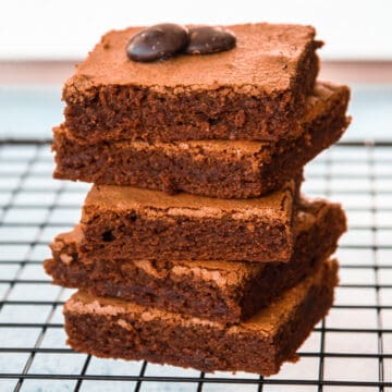 5 gluten-free chocolate brownies on top of each other