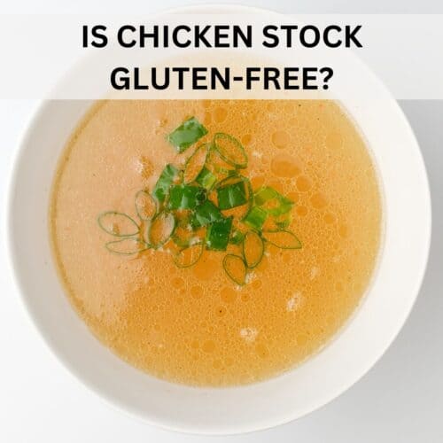 a bowl with chicken stock held between two hands