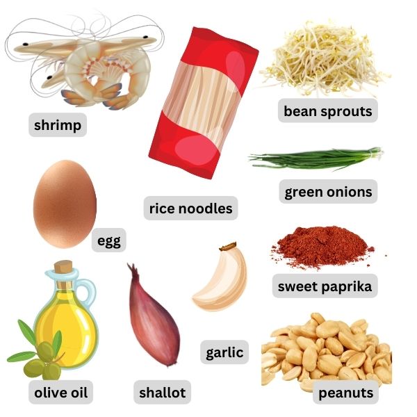 ingredients for gluten-free Pad Thai