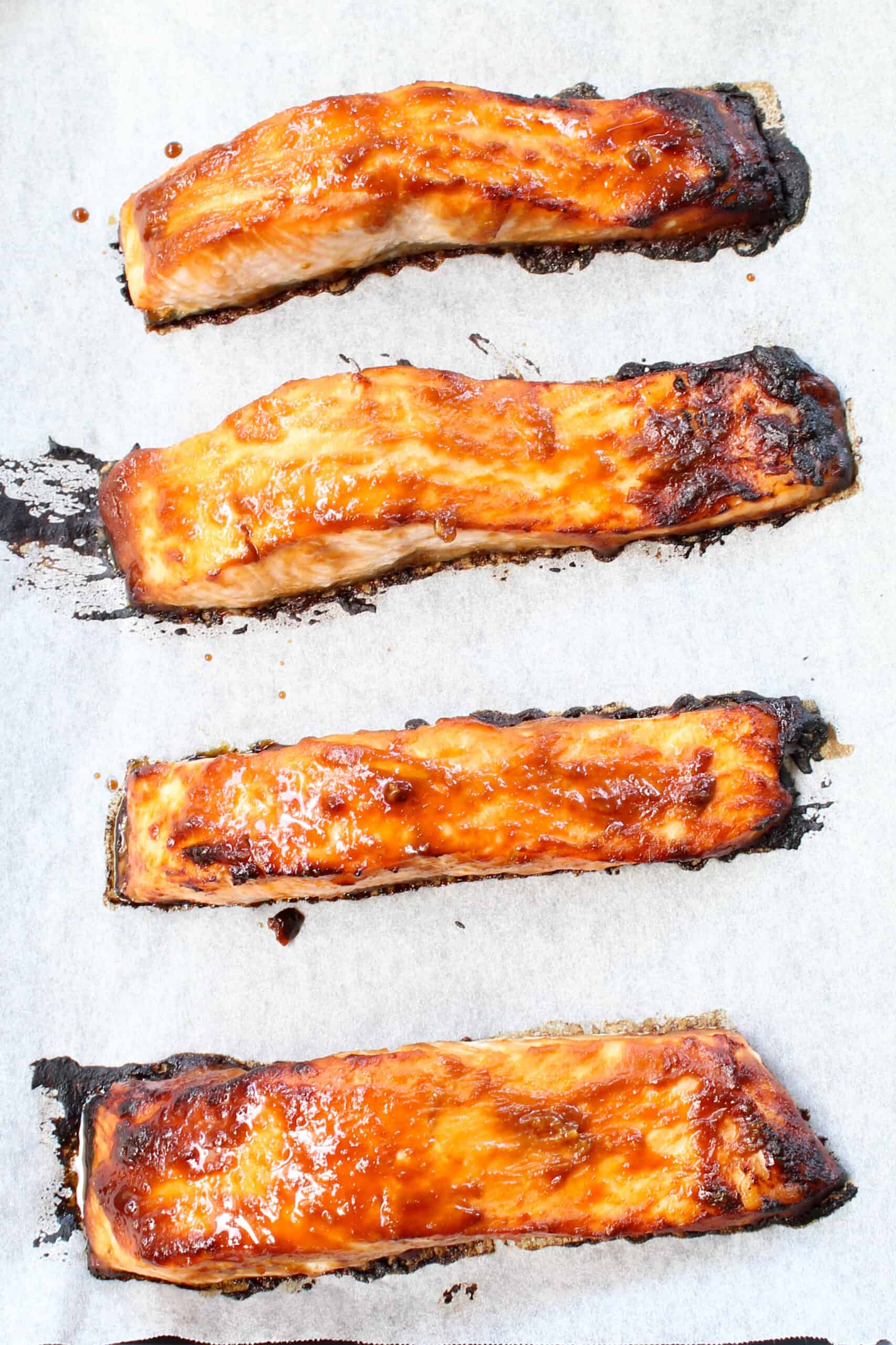 4 salmon filets baked with miso glaze