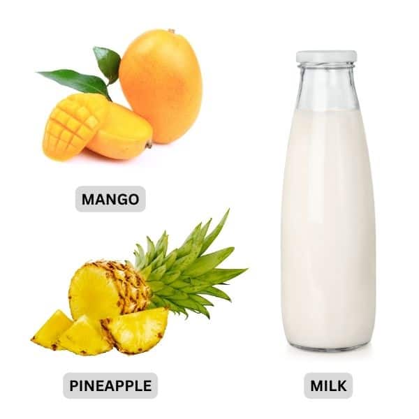 ingredients for Mango Pineapple Smoothie