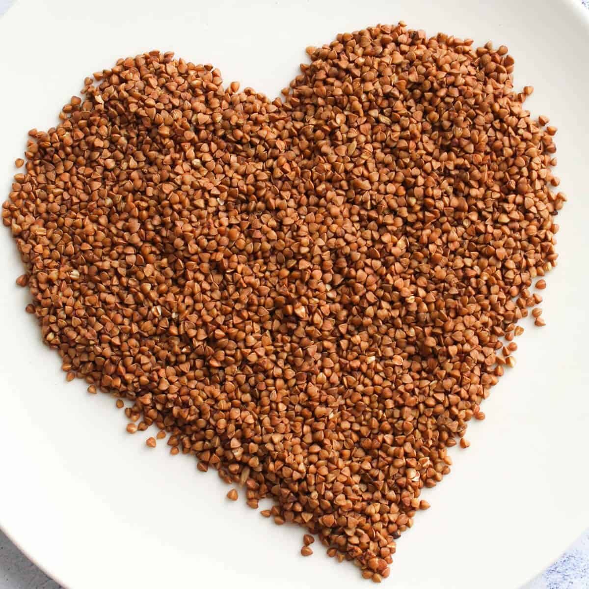 a heart made from buckwheat groats