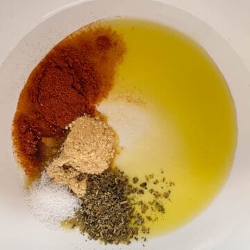 spices and olive oil in a bowl