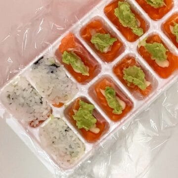 making sushi nigiri in an ice tray