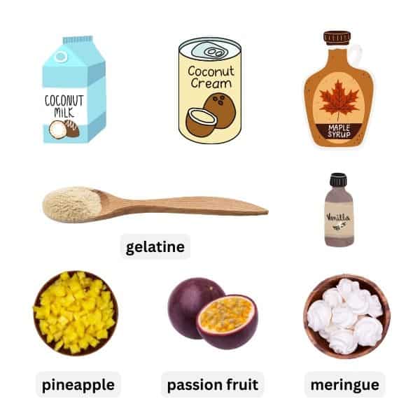 ingredients needed to make coconut panna cotta