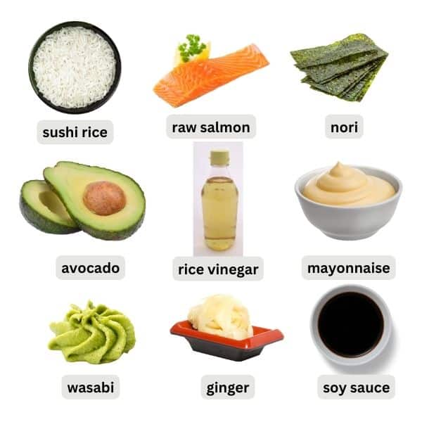 ingredients needed to make salmon nigiri