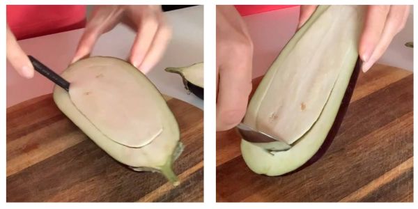 how to scoop eggplant step. by step photos