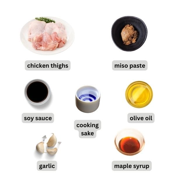 ingredients for miso garlic chicken thighs