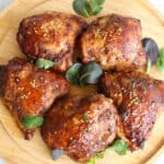 baked miso gatrlic chicken thighs served with fresh salad