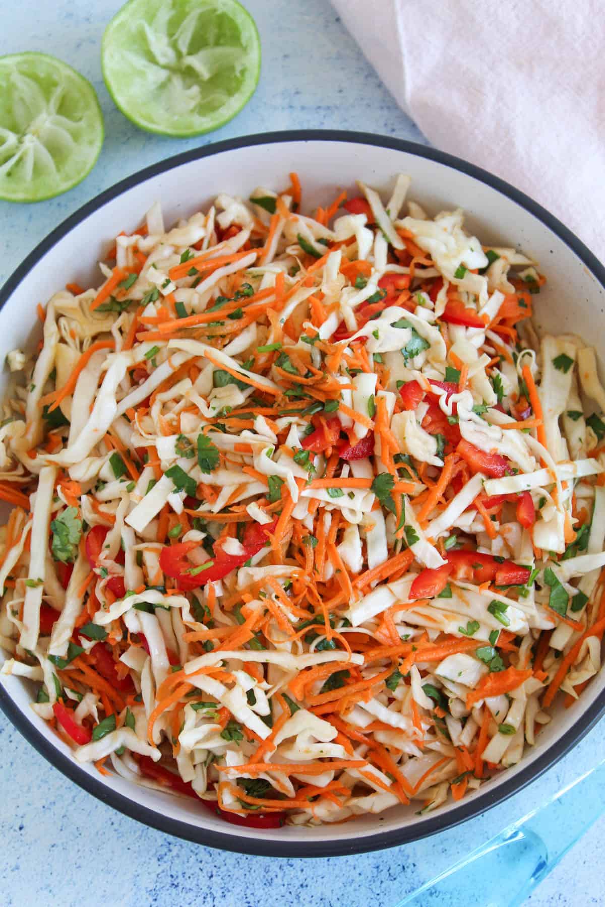 colourful asian slaw in a bowl