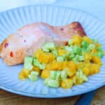 baked salmon filet with avocado salsa