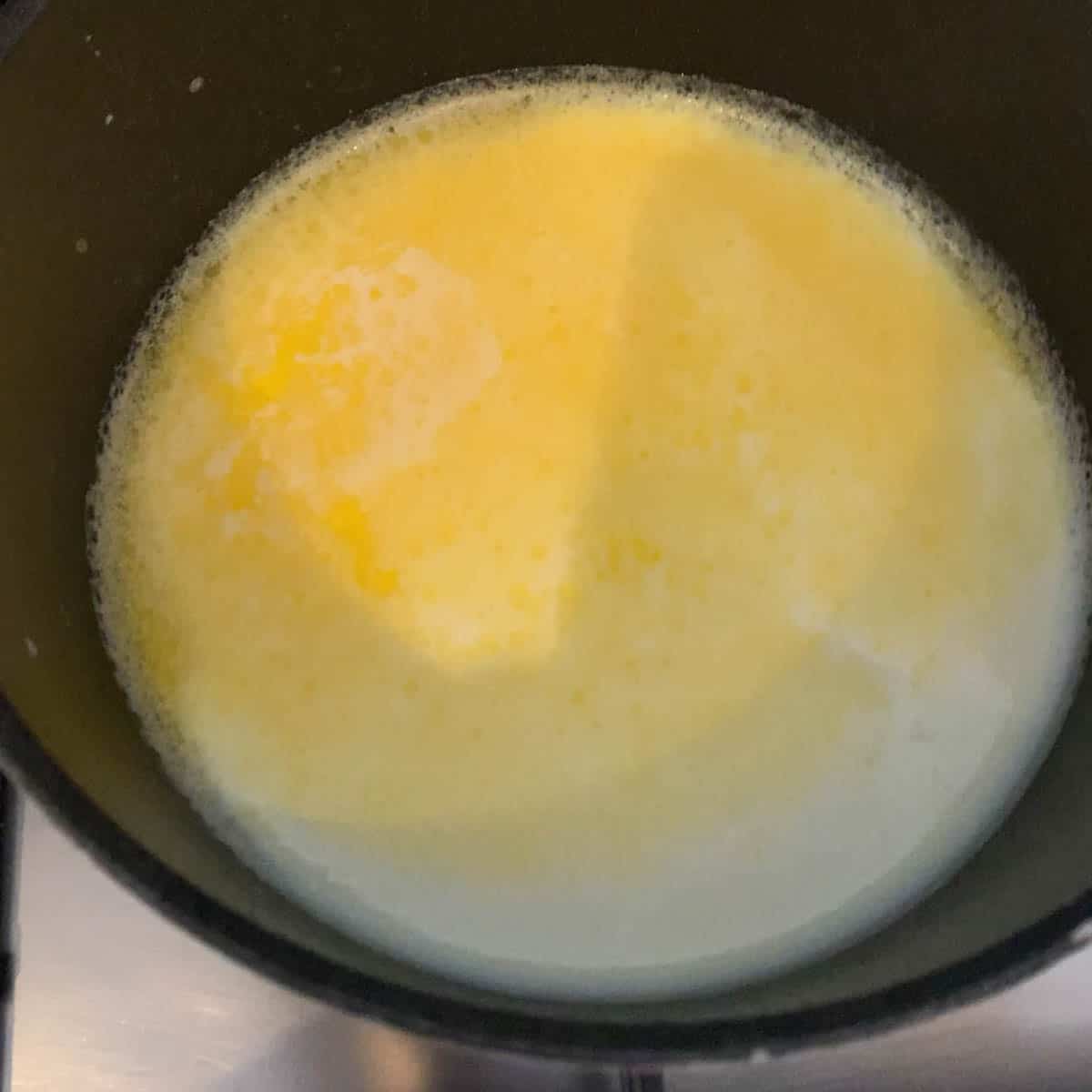 buttery milk in a pan