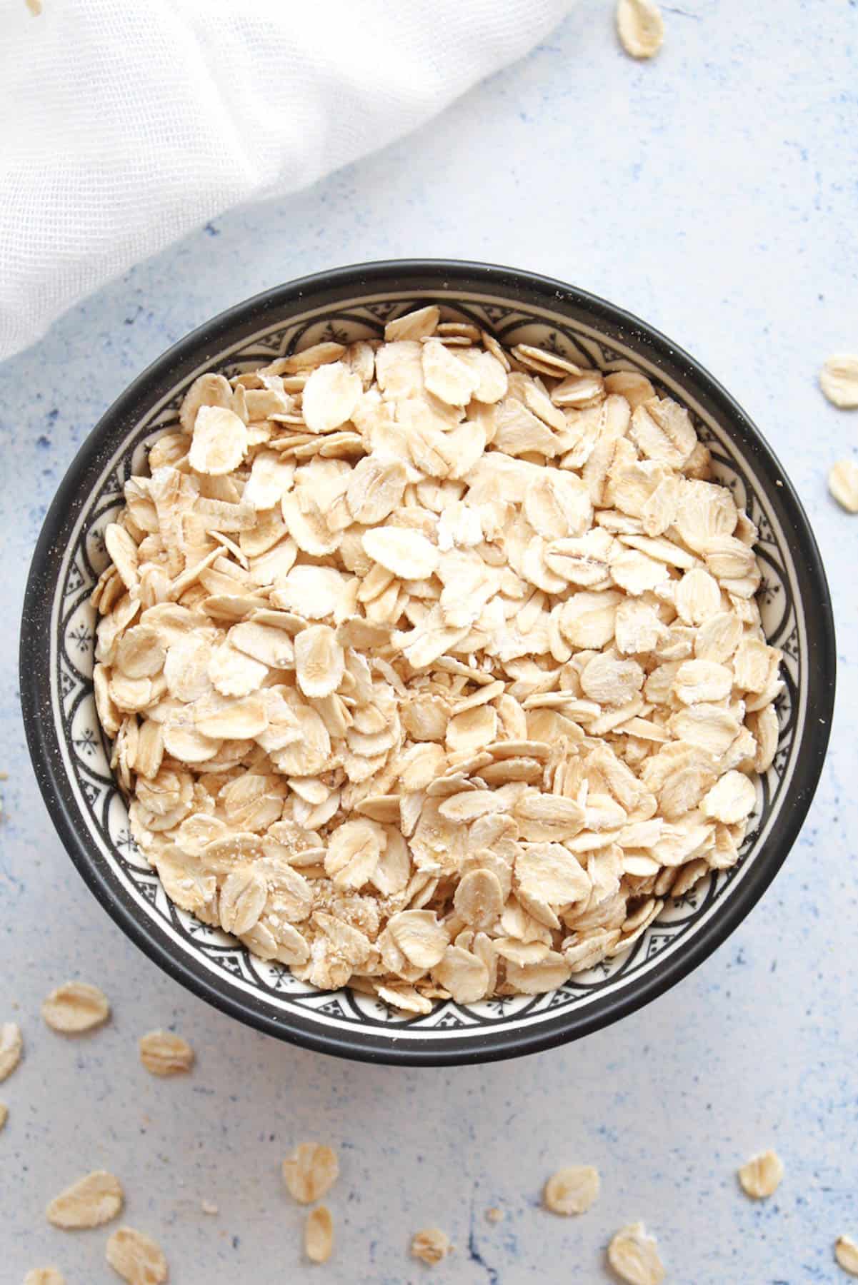 a bowl with rolled oats