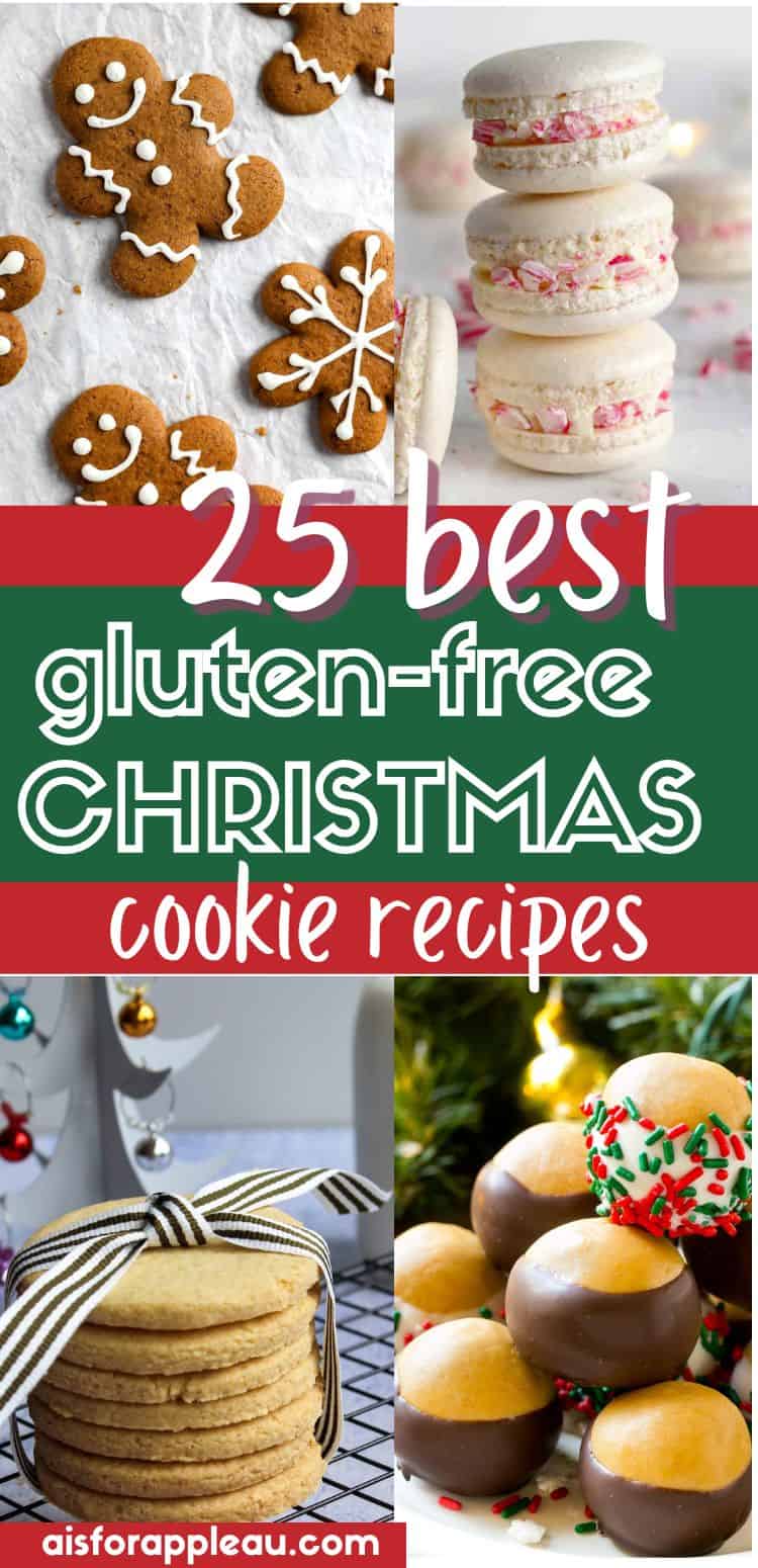 Various Christmas cookie photos. Text read 25 best gluten-free Christmas cookie recipes