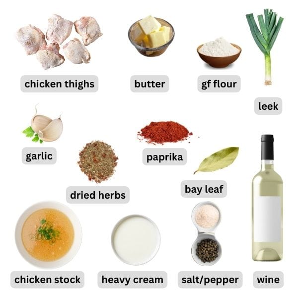 ingredients needed to make creamy chicken stew