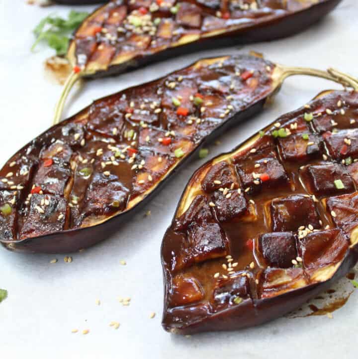 Japanese miso glazed eggplants