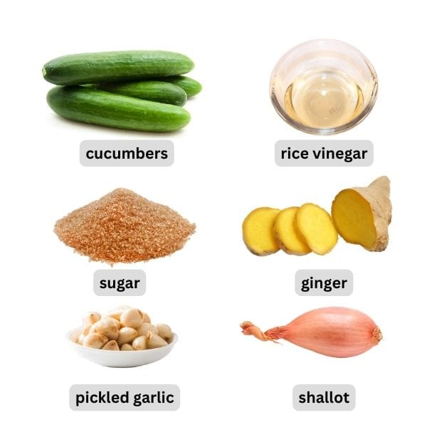 Ingredients needed to make homemade cucumber relish