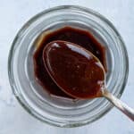 Thick teriyaki sauce on a tablespoon.